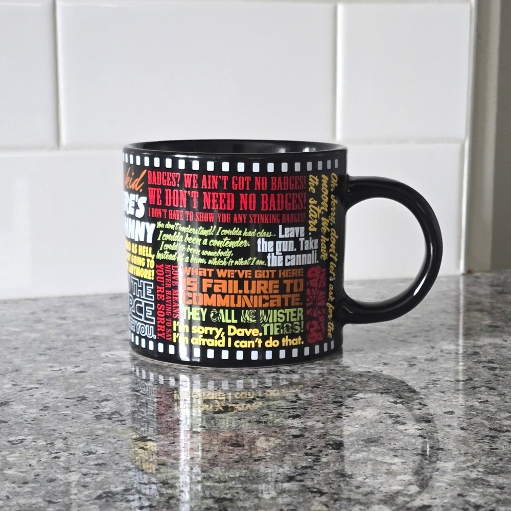 Unemployed Philosophers Guild Classic Movie Quotes Mug Black Film Buff Gift 12oz